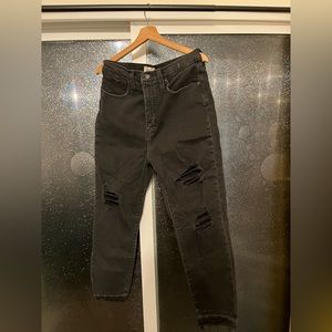 Madewell Distressed Dark Wash Black Mom Jean